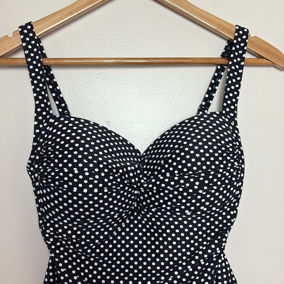 Niptuck Multi Fit Cup One Piece Swimsuit Black White Polka Dot Size 8 - Picture 3 of 16
